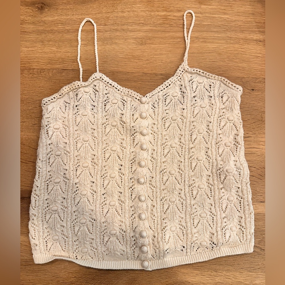 Sezane White knitted cami